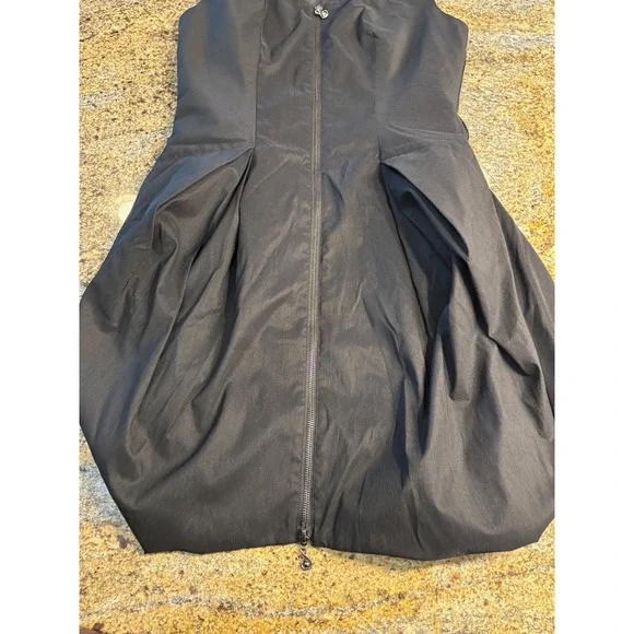 Samuel Dong Sleeveless Bubble Dress Ruffle Collar Full Zip Pockets Black Size S - Picture 8 of 10